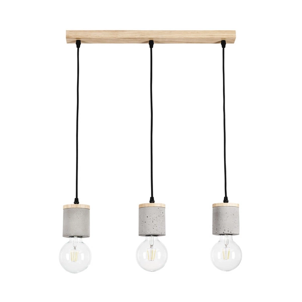 Cesar Pendant Lamp 3xE27 Max.60W Oiled Oak/Black/Grey 1899374