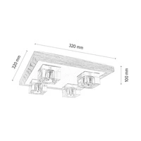 Berko Ceiling Lamp Incl. 4xG4 2,5W Oiled Oak/White Metal/White-Transparent Glass 4047405800000