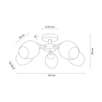 Lampa sufitowa z drewna Parma 5xE27 maks. 60W drewno bukowe orzechowe/chrom metal/białe szkło 8320576