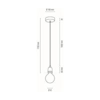 Lampa Wisząca Porcia 1xE27 Maks. 60W Biały Metal/Biała Ceramika/Antracytowy Kabel Tkaninowy 9181102