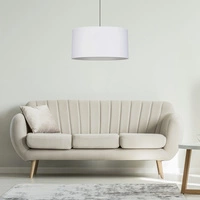 Rima Pendant Lamp 1xE27 Max.60W Chrome Metal/Anthracite Fabric Cable/Gray Fabric Shade 197711128