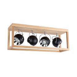 Roy Ceiling Lamp Incl.4xLED GU10 5W Oiled Oak/Black Metal