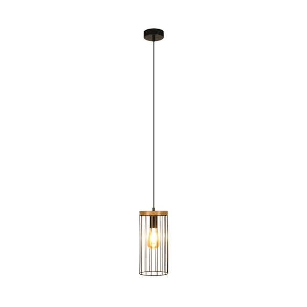Timeo Pendant Lamp 1xE27 Max.60W Black/Oiled Oak/Black 19619104