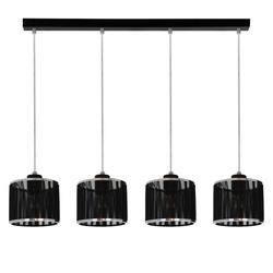 Anina Pendant Lamp 4xE14 Max.25W Black Metal/Transparent PVC Cable/Black-Chrome Shade