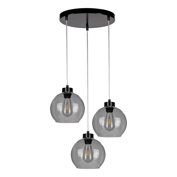 Laguna Pendant Lamp 3xE27 Max.60W Black/Transparent PVC/Smoked Glass 18610304R