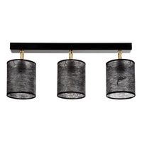 Lampa Sufitowa Nevoa 3xE27 Max.25W Czarny Metal/Złoty Metal/Czarny Klosz Tkaniny 56392304