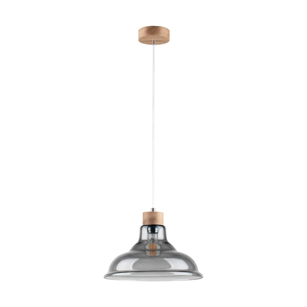 Avino Pendant Lamp 1xE27 Max.60W Oiled Oak/Transparent PVC Cable/Smoked Glass 9873074