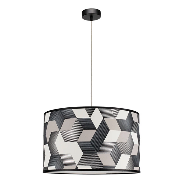 Espacio Pendant Lamp 1xE27 Max.60W Black Metal/Transparent PVC Cable/Multicolor Wallpaper 15480104