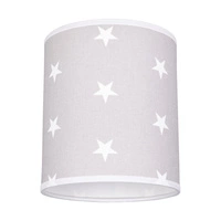 Lampshade Cylinder E27 H20 Gray-White Fabric with stars pattern A1318