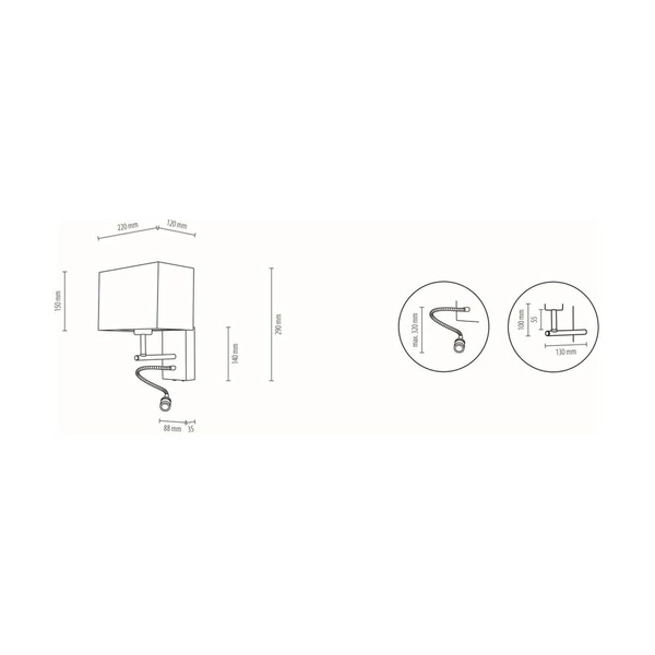 Sonar Wall lamp 1xE27 Max.25W, Incl.1xLED 2.5W Oiled Oak/Black/Grey 5733974