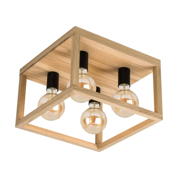 Kago Ceiling Lamp 4xE27 Max.60W Oiled Oak/Black Metal 9154474