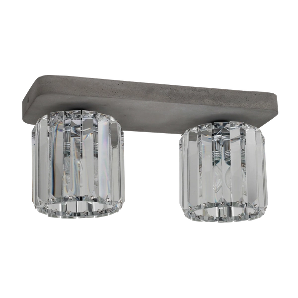 Lampa Sufitowa Glory 2xE27 Max.60W Szary Beton/Przezroczyste Szkło 2361236