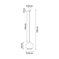 Laguna Pendant Lamp 1xE27 Max.60W Black Metal/Transparent PVC Cable/Smoked Glass 18620104