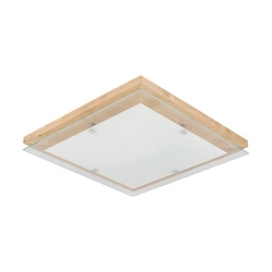 Finn Ceiling Lamp Incl. 1xLED 2100lm 2700K 24W Birch Wood/Chrome Metal/White-Transparent Glass 4024060