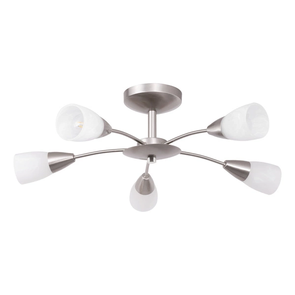 Oriana Ceiling Lamp 5xE14 Max.40W Satin Metal/White Glass 9031527