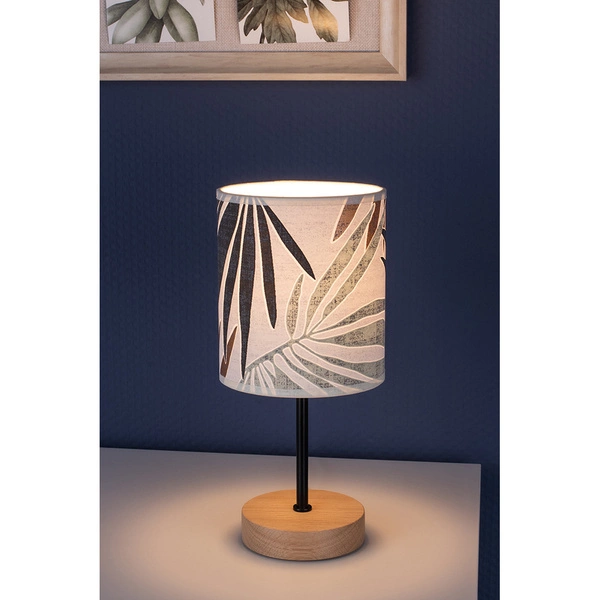 Hoja Table Lamp 1xE27 Max.25W Oiled Oak/Black PVC Cable/Multicolor Wallpaper 77747974