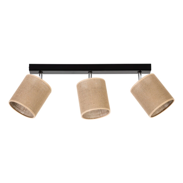 Jute Ceiling Lamp 3xE27 Max.25W Black/Beige 56792304