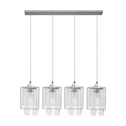 Gracja Pendant Lamp 4xE27 Max.60W Chrome Metal/Transparent PVC Cable/Transparent Glass 8174428