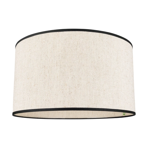 Lampshade Cylinder E27 H30 Beige Bright Linen with black ribbon and ECO foil A0471