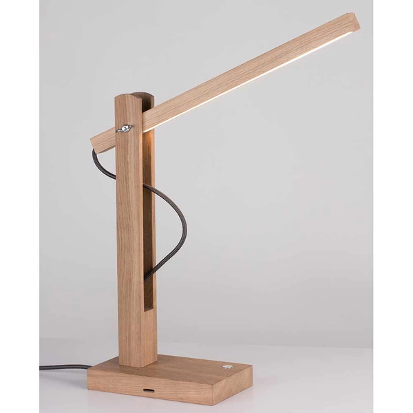 Tukan Table Lamp 1xLED 24V Integrated 753lm 3000K 5,5W Oiled Oak/Anthracite Fabric Cable with Touch Dimmer 7530174