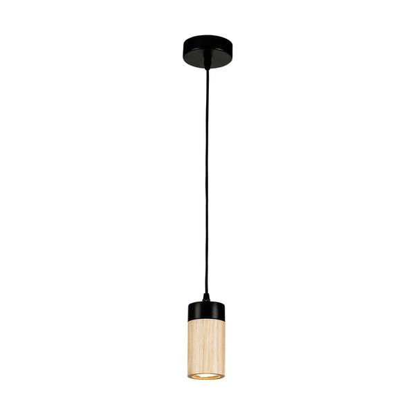 Annick Pendant Lamp Incl. 1xLED GU10 5W Oiled Oak/Black Metal/Black Silicone Braid Cable 1419104