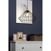 Raquelle Pendant Lamp 1xE27 Max.60W Oiled Oak/Black Metal/Black PVC Cable 187219104