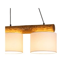 Pino Mix Pendant Lamp 3xE27 Max.40W Stained Pine Brown/Black Metal/Black PVC Cable/White Fabric Shade 6760169404