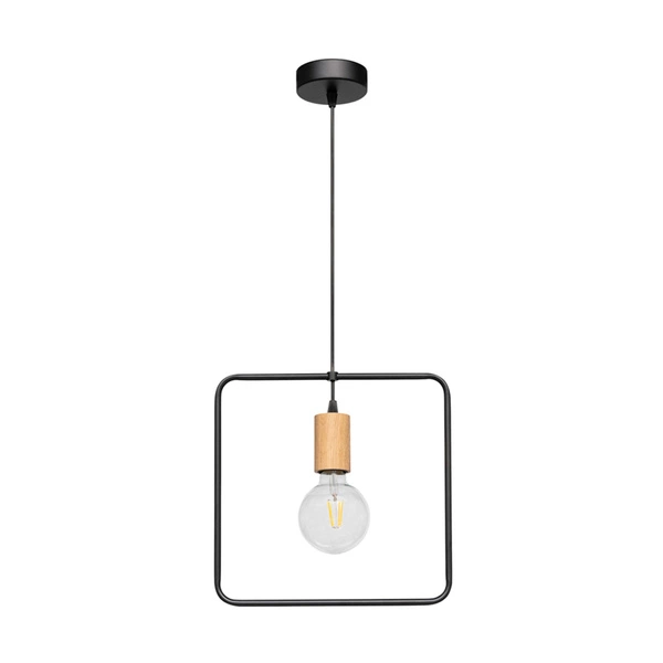 Carsten Wood Pendant Lamp 1xE27 Max.60W Oiled Oak/Black Metal/Black Fabric Cable 1651174