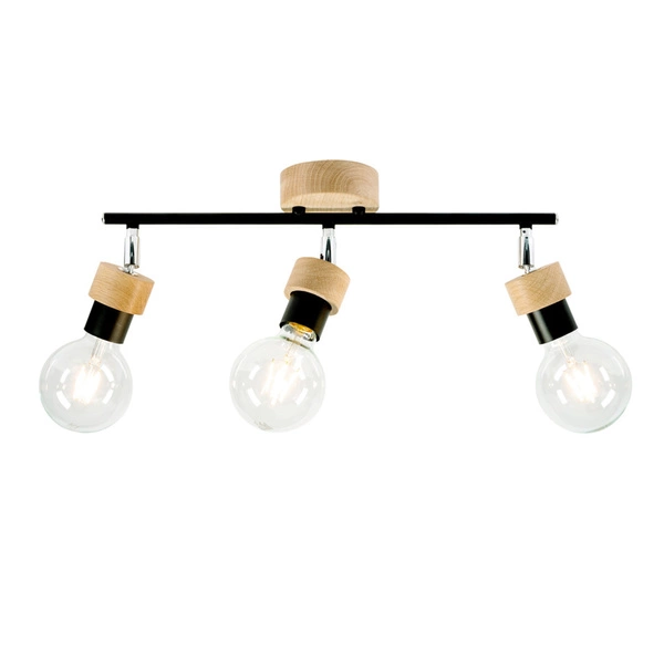 Marjolaine Wood Ceiling Lamp 3xE27 Max.25W Oiled Oak/Black 2834374