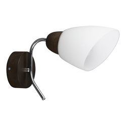 Viletta Wood Wall Lamp 1xE27 Max.60W Walnut Beech Wood/Chrome Metal/White Glass