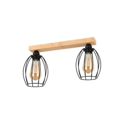 Carlo Ceiling Lamp 2xE27 Max.60W Birch Wood/Black Metal