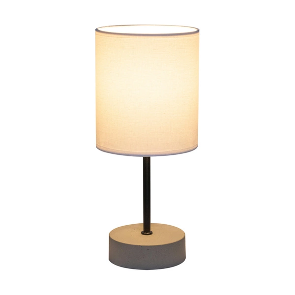 Mila Table Lamp 1xE27 Max.25W Gray Concrete/Black Metal/Black PVC Cable/White Fabric Shade 7776936