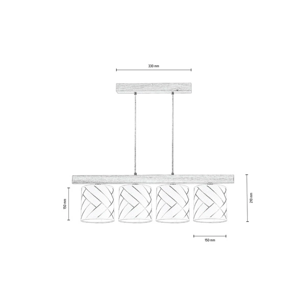 Lampa Wisząca Punto 4xE27 Max.25W Dąb Olejowany/Przezroczysty Kabel PCV/Tapeta Wielokolorowa 524910404
