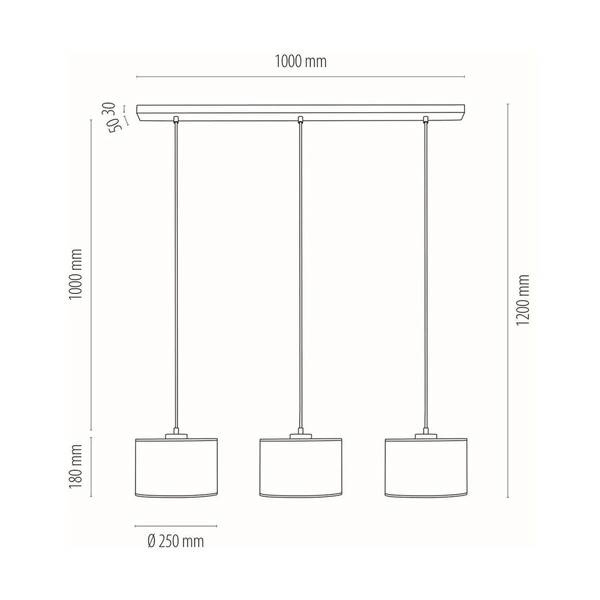Jute Hanging Lamp 3xE27 Max.40W Black/Transparent/PVC/Beige 16910304