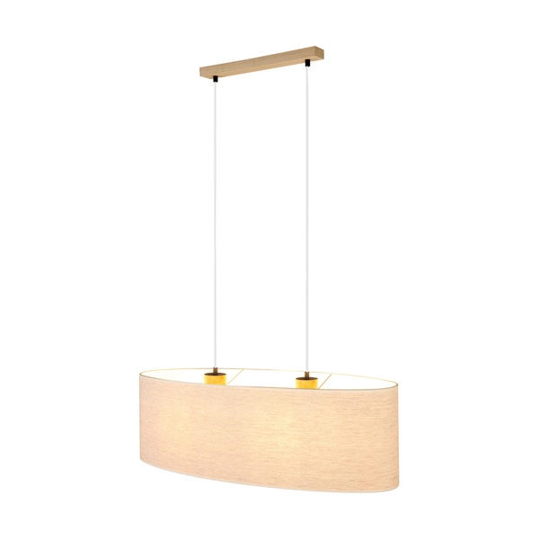Boho Lampa Wisząca 2xE27 Max.40W Dąb Olejowany/Transparentny PVC/Beżowy 17910274