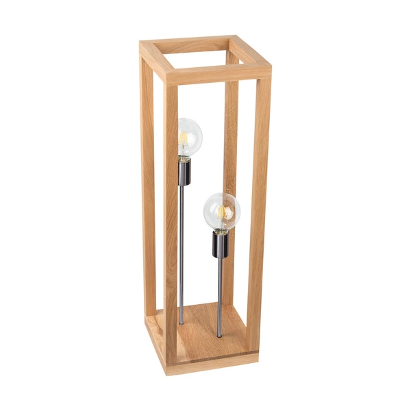 Kago Floor Lamp 2xE27 Max.60W Oiled Oak/Chrome Metal/Black Fabric Cable 51518274