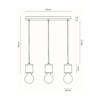 Cesar Pendant Lamp 3xE27 Max.60W Oiled Oak/Black/Grey 1899374