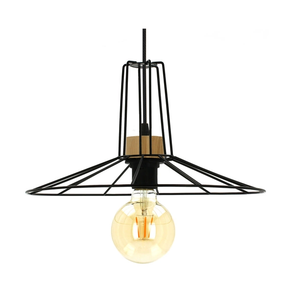Ferro Pendant Lamp 1xE27 Max.60W Oiled Oak/Black Metal/Black PVC Cable 1010421231017