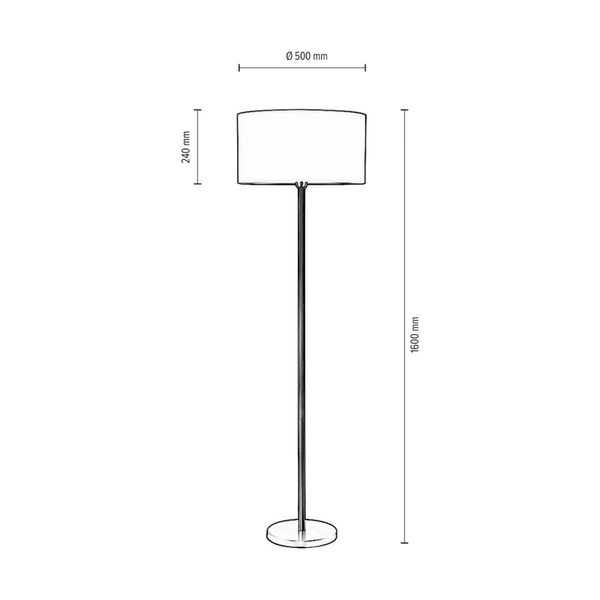 Amor Floor Lamp 1xE27 Max.60W White Metal/Transparent PVC Cable/Gray Fabric Shade 6010202910511