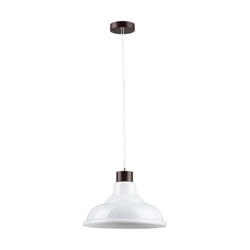 Avino Pendant Lamp 1xE27 Max.60W Walnut Beech Wood/Transparent PVC Cable/White Glass 9874076