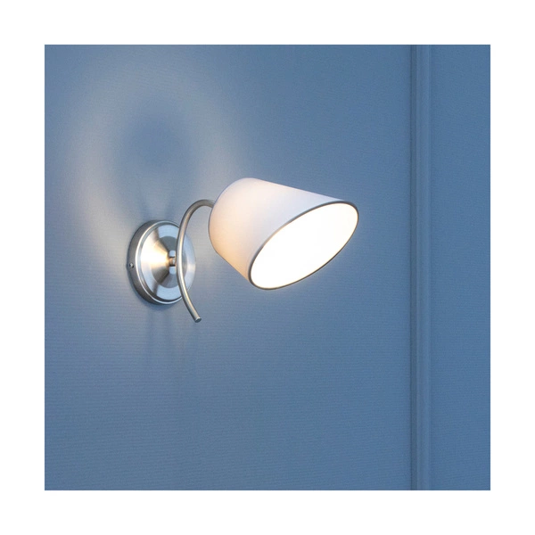 Mette Wall Lamp 1xE27 Max.40W Chrome Metal/White Fabric Shade 8341128