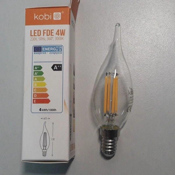 Żarówka ozdobna FILAMENT LED E14 4W ciepła 3000K świeczka płomyk