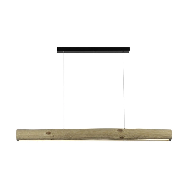 Lucas Pendant Lamp 1xLED Samsung 24V Integrated 3080lm 3000K 33W Natural Pine/Black Metal/Transparent PVC Cable with Touch Dimmer 69660104