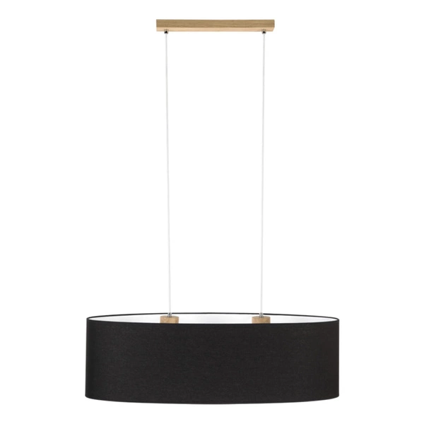 Dove Pendant Lamp 2xE27 Max.40W Oiled Oak/Transparent PVC Cable/Black Fabric Shade 17400274