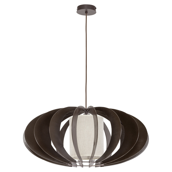 Keiko Pendant Lamp 1xE27 Max.60W Wenge Wood/Black Metal/Beige Fabric Shade