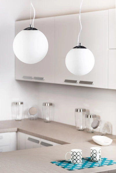 Lampa Wisząca Emil 1xE27 Max.60W Chrom Metal/Białe Szkło 1574128