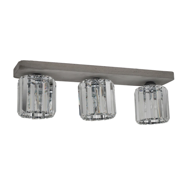 Lampa Sufitowa Glory 3xE27 Max.60W Szary Beton/Przezroczyste Szkło 2361336