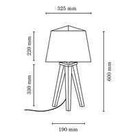 Lampa stołowa Estella 1xE27 maks. 25W Dąb olejowany/Antracytowy kabel z tkaniny/Biały klosz z tkaniny 6851174