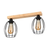 Carlo Ceiling Lamp 2xE27 Max.60W Birch Wood/Black Metal 14444260