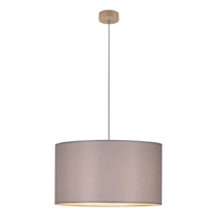 Dove Pendant Lamp 1xE27 Max.60W Oiled Oak/Transparent PVC Cable/Gray Fabric Shade 16390174